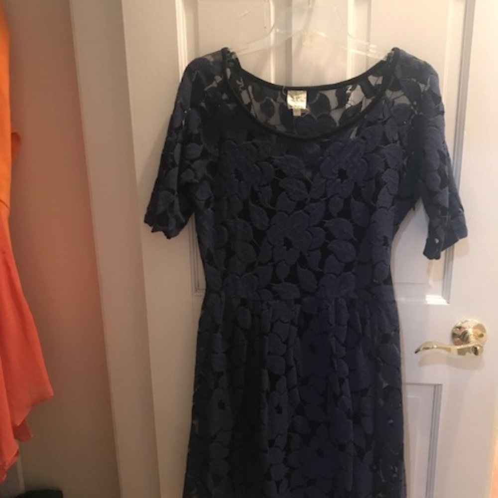 Anthropologie Lace Navy Dress Size L